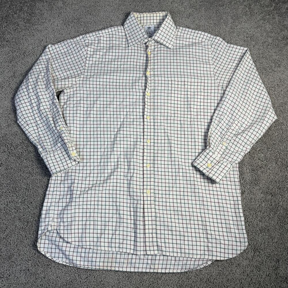 Cordings Shirt Mens 16.5 White Check Flannel Pullover Collared Classic